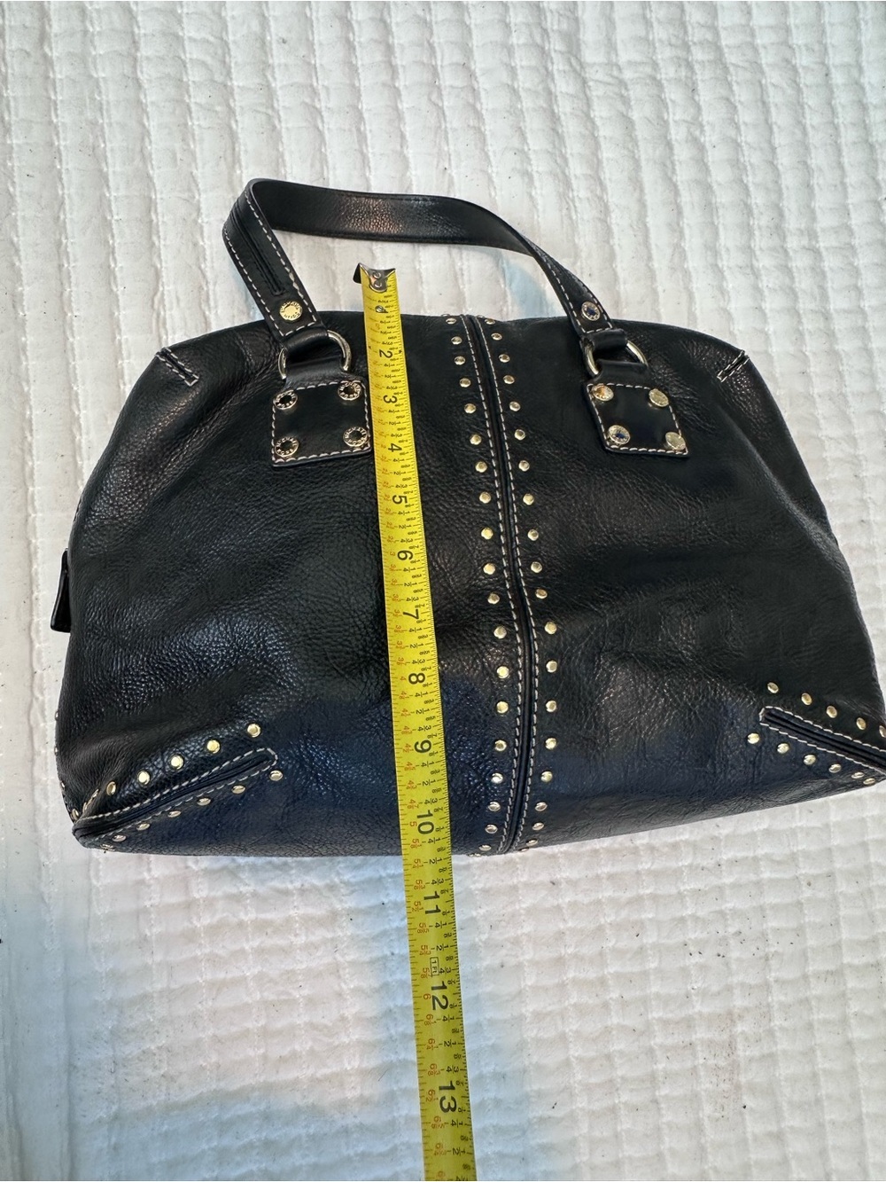 Michael Kors Studded Astor Satchel Black & Gold Soft Leather CLEAN - Picture 12 of 13